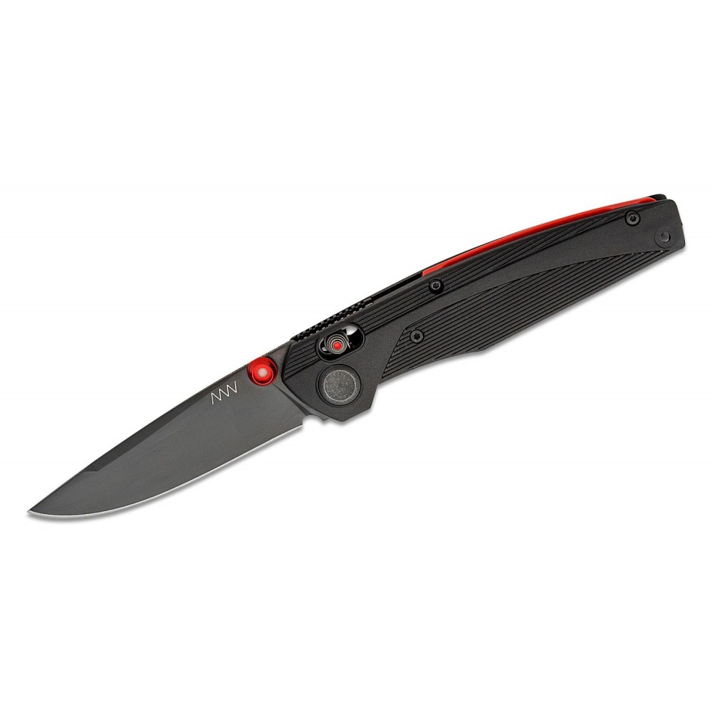 Acta Non Verba A100 Alock Folding 3.6" MagnaCut Black Blade Black Handle with Red Backspacer