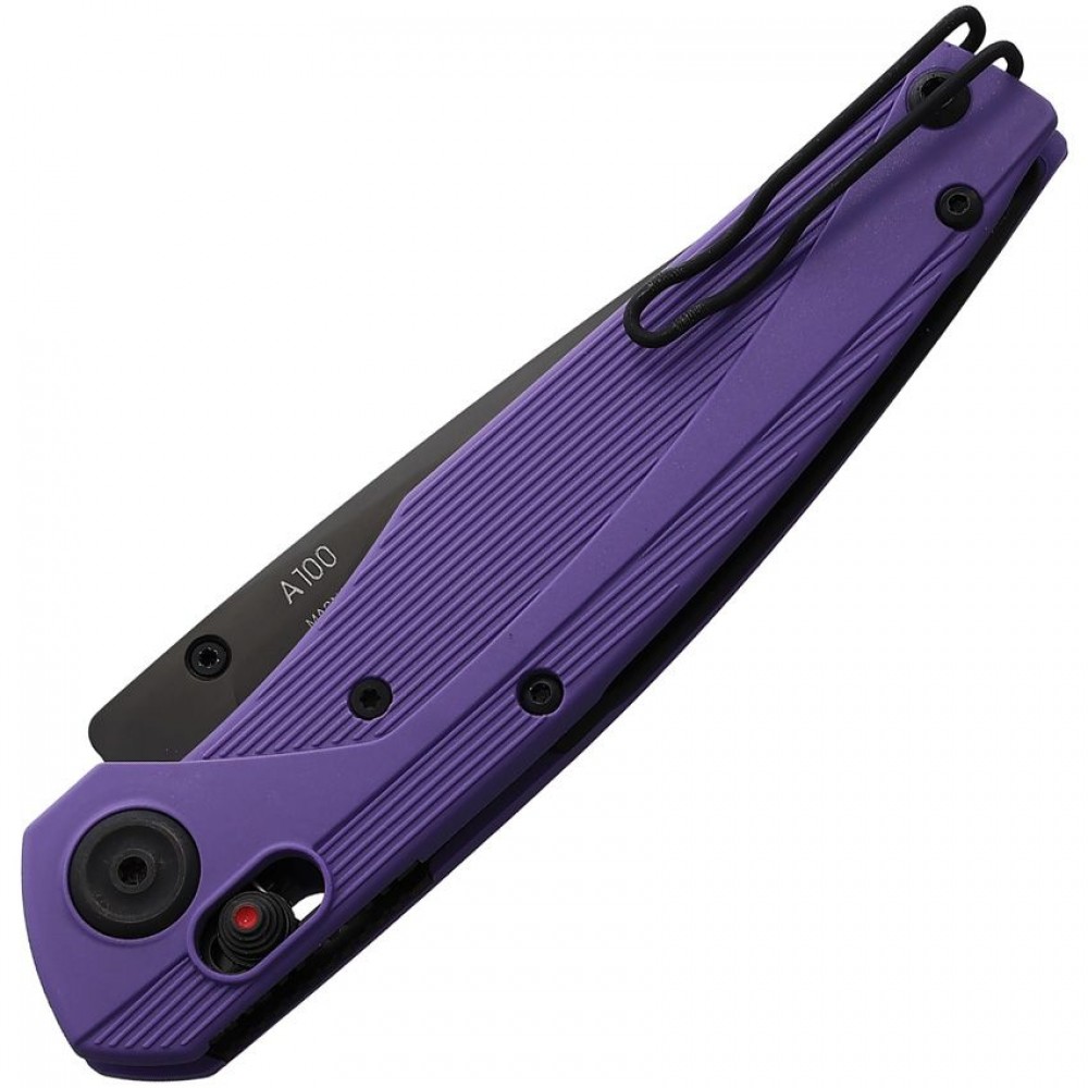 Acta Non Verba A100 Alock Folding Knife - 3.6" MagnaCut Black Blade Purple Handle