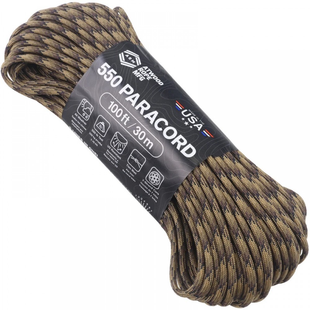 Atwood Rope MFG Premium 550 Paracord - FDE Camo - 100ft 