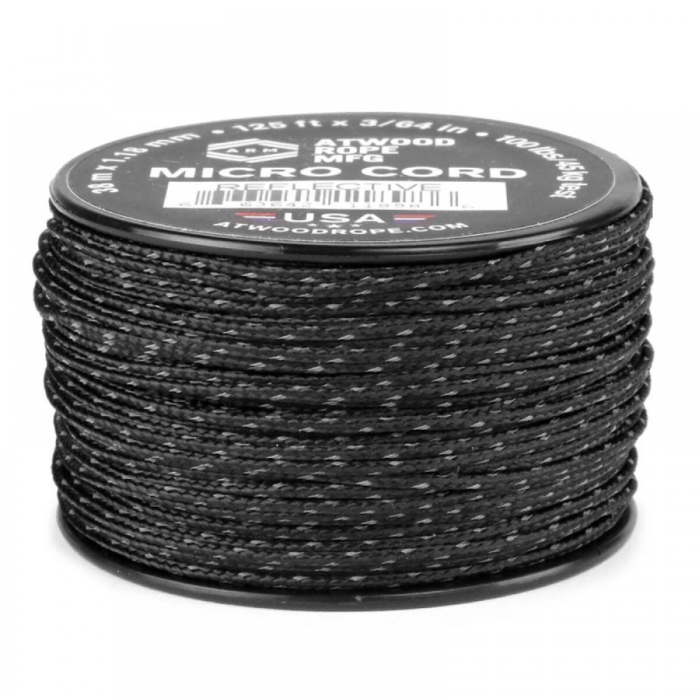 Atwood Rope MFG 1.18mm Micro Cord Reflective - Black - 125ft Spool