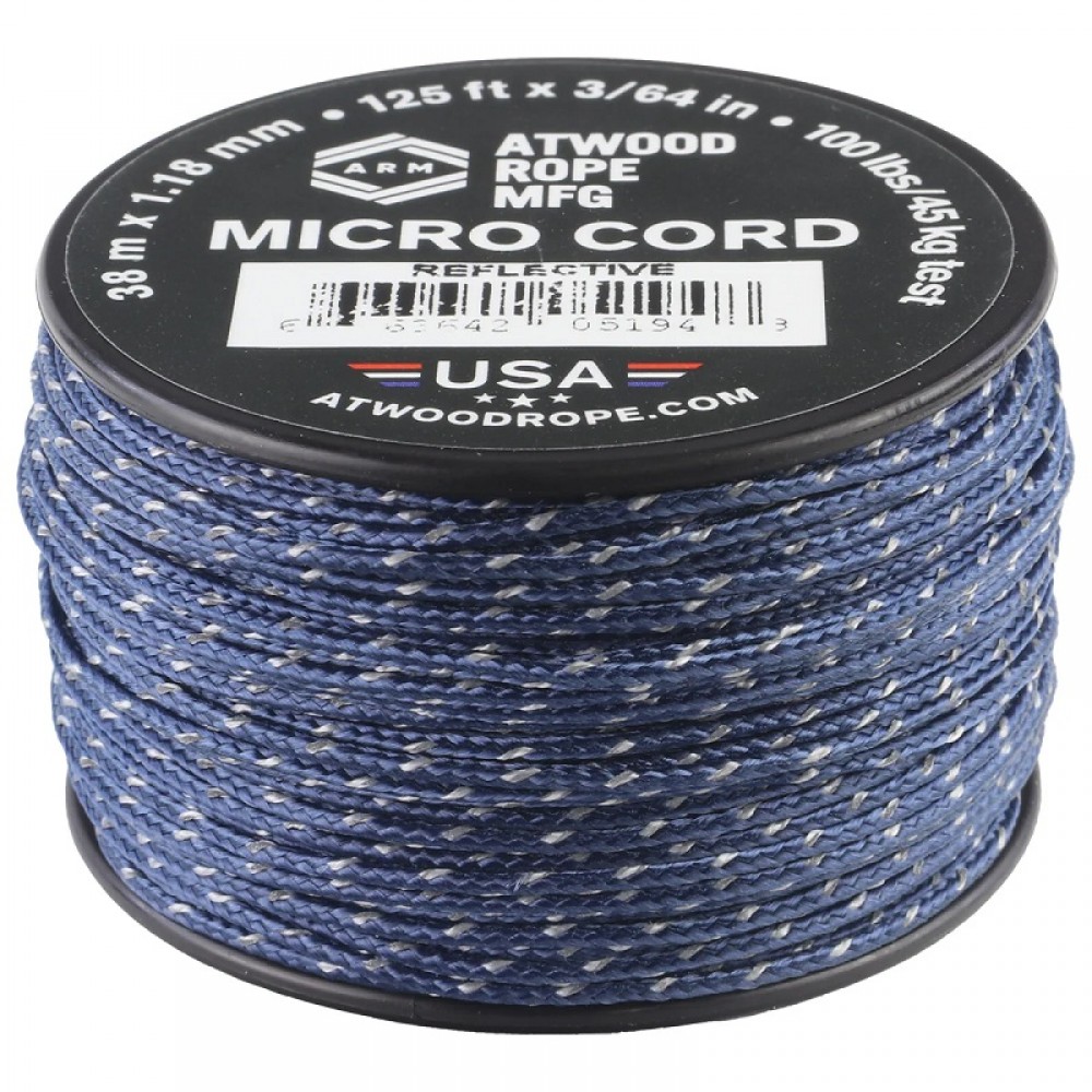 Atwood Rope MFG 1.18mm Micro Cord Reflective - Navy - 125ft Spool