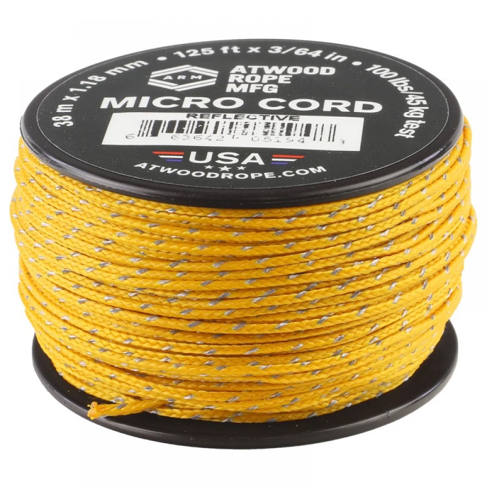 Atwood Rope MFG 1.18mm Micro Cord Reflective - Air Force Gold - 125ft Spool