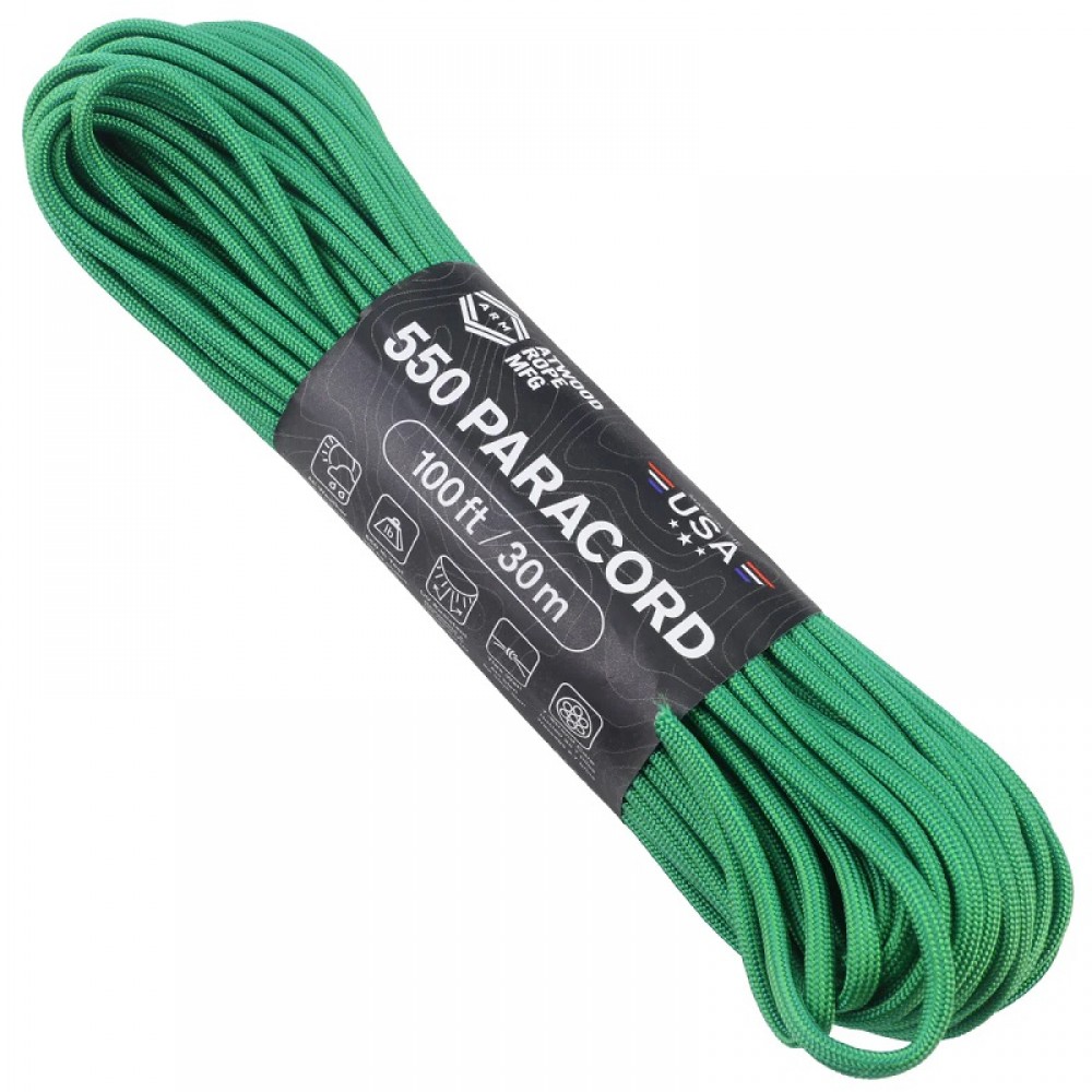 Atwood Rope MFG Premium 550 Paracord - Green - 100ft 