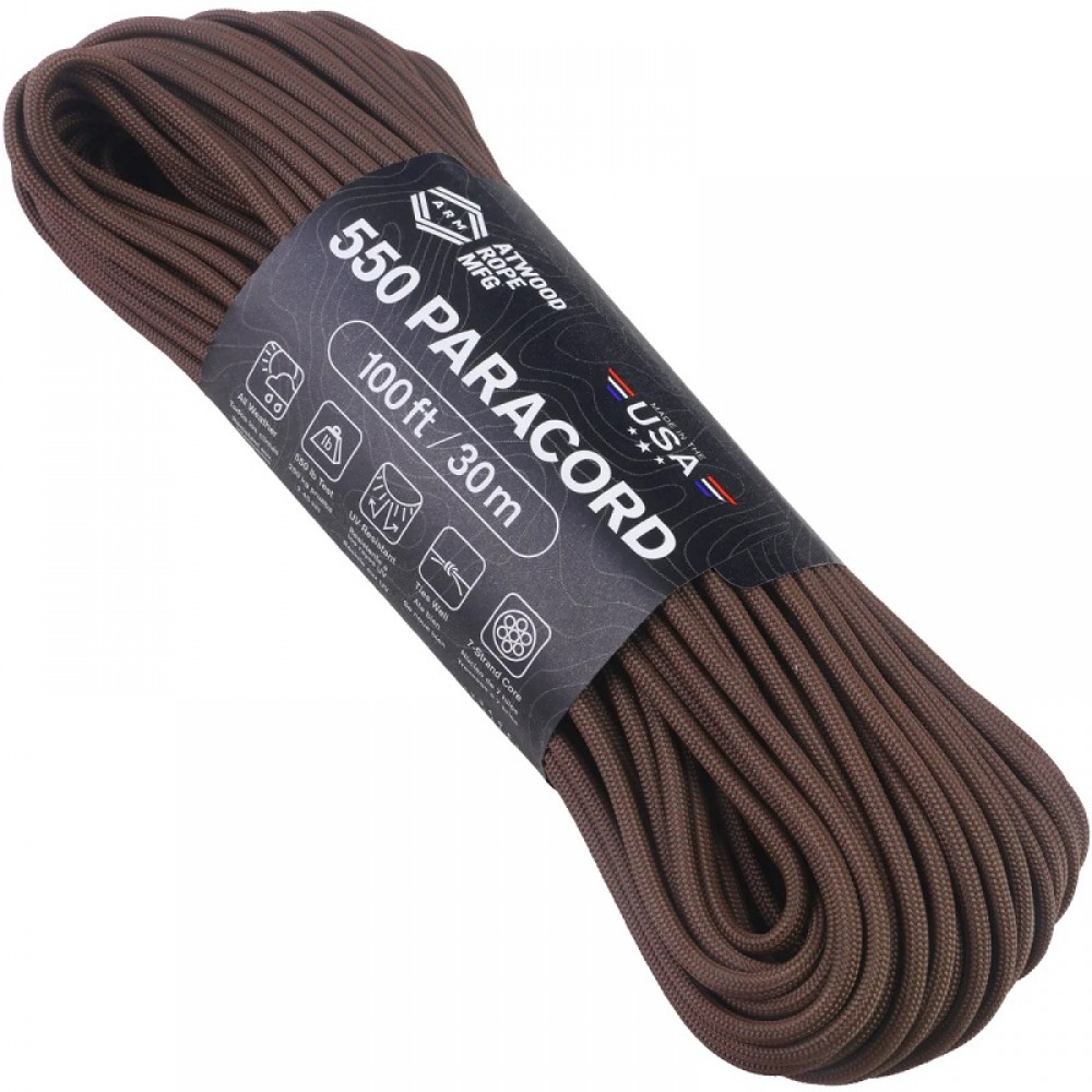 Atwood Rope MFG Premium 550 Paracord - Brown - 100ft 