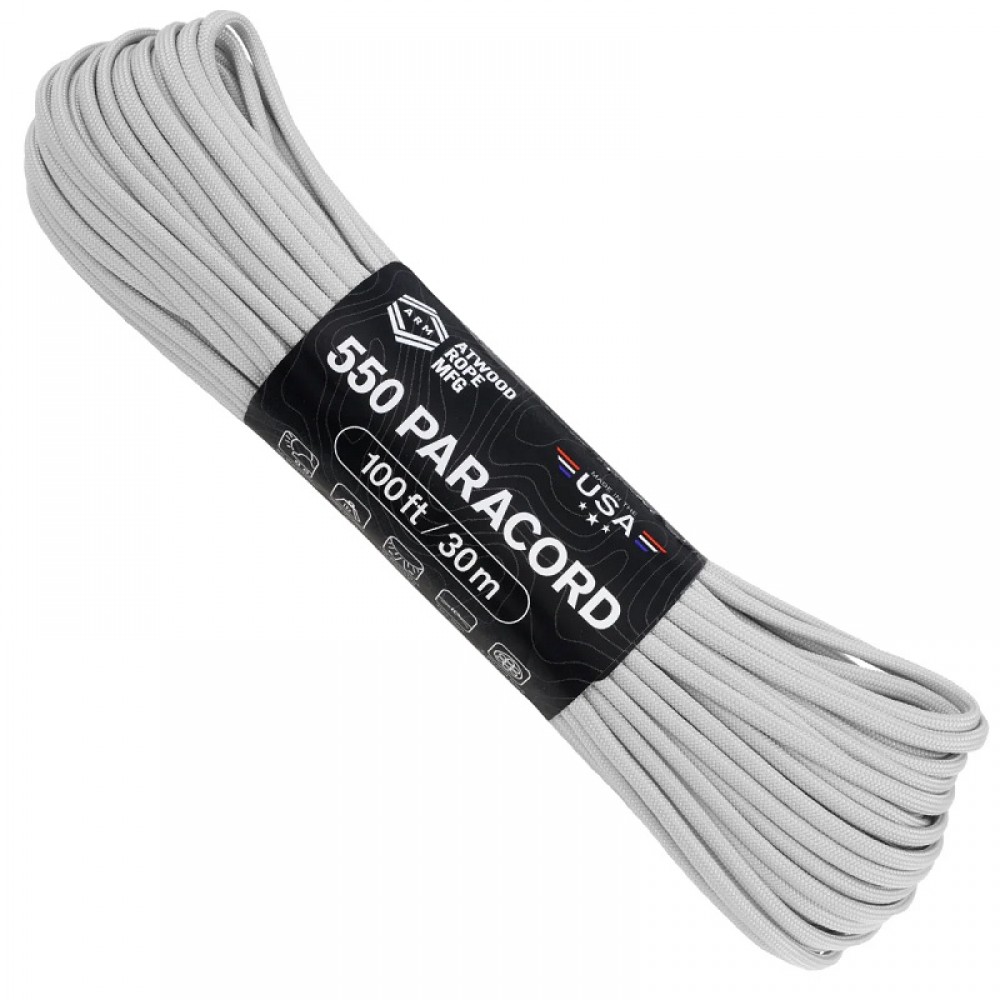 Atwood Rope MFG Premium 550 Paracord - Grey - 100ft 