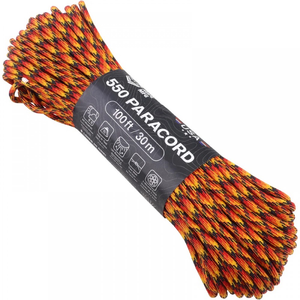 Atwood Rope MFG Premium 550 Paracord - Wild Fire - 100ft 