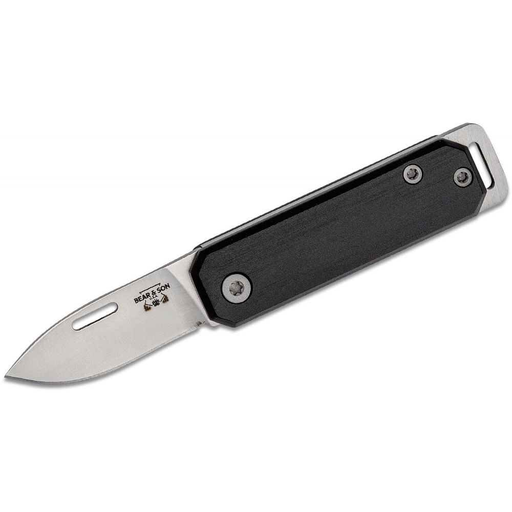 Bear & Son 109BK Keychain UK EDC Folding Knife - 1.5" Blade Black Aluminum Handle