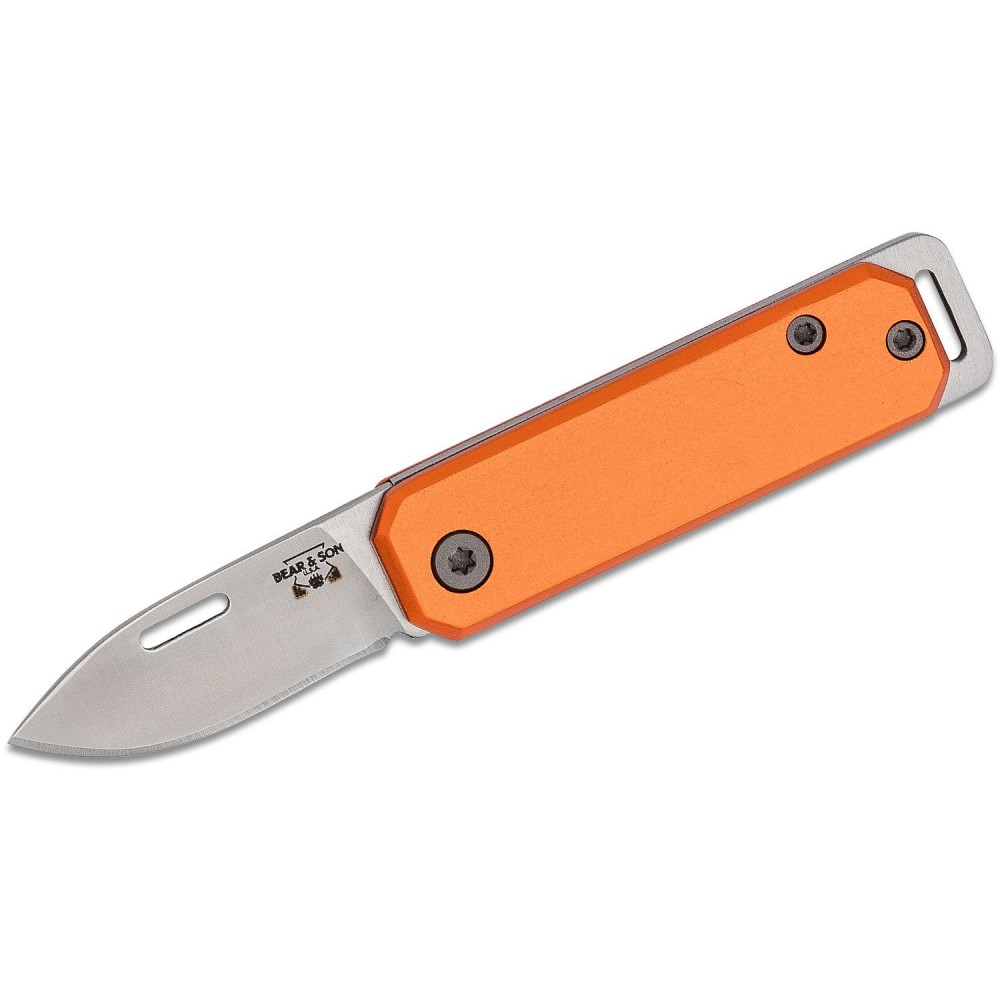 Bear & Son 109OR Keychain UK EDC Folding Knife - 1.5" Blade Orange Aluminum Handle