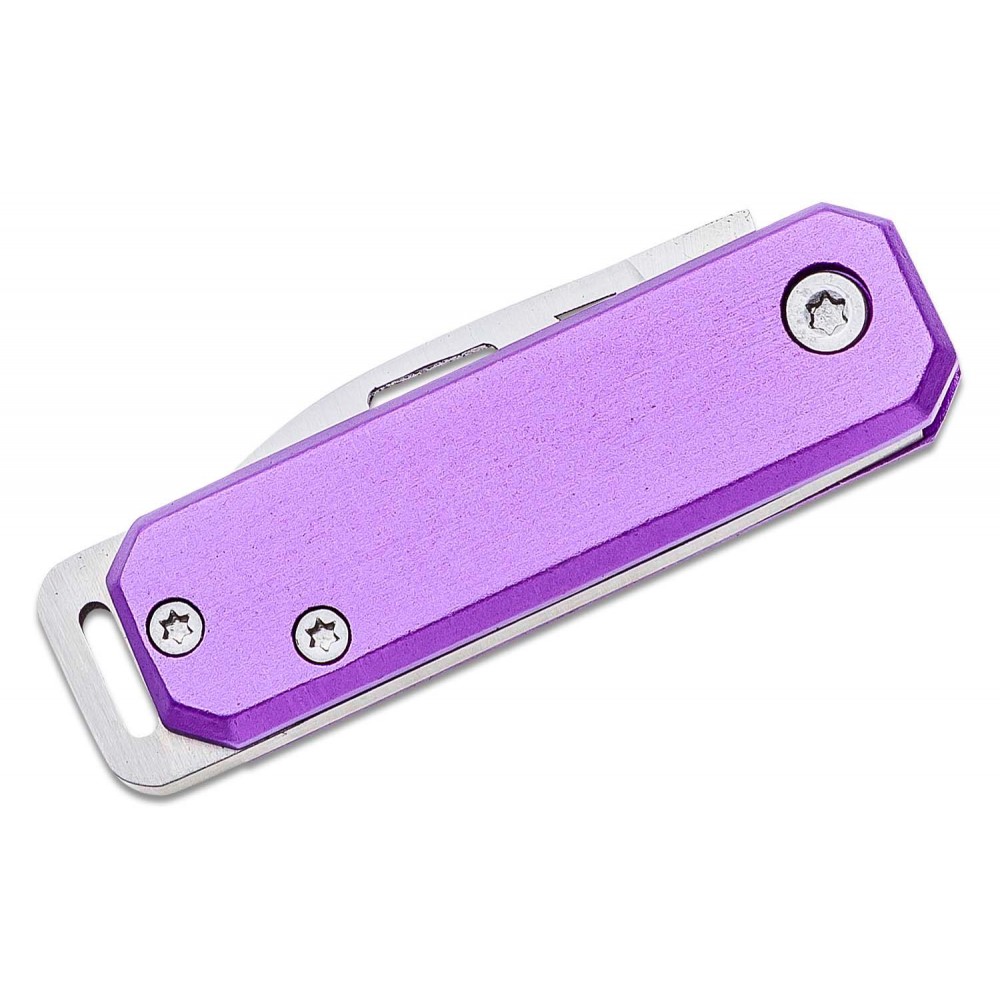 Bear & Son 109PL Keychain UK EDC Folding Knife - 1.5" Blade Purple Aluminum Handle