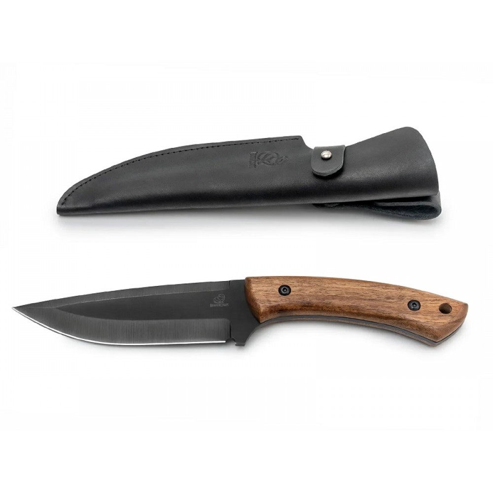 Beavercraft HGK1 Hunting Knife - 5.51" 1066 Black Carbon Blade, Walnut Handle