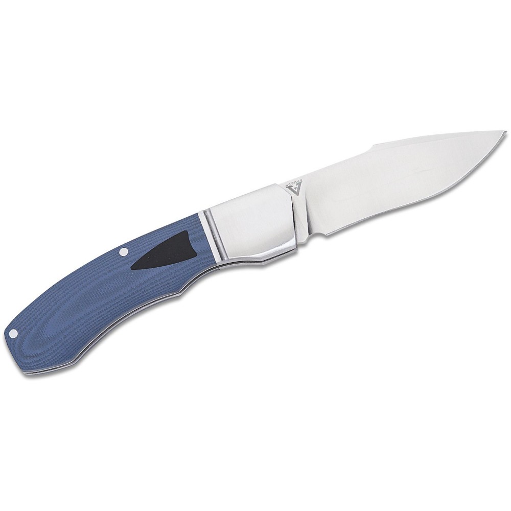 Begg Traditional Recurve Large 2.87" 14C28N Satin Recurve Harpoon Blade, Blue G10 Handle