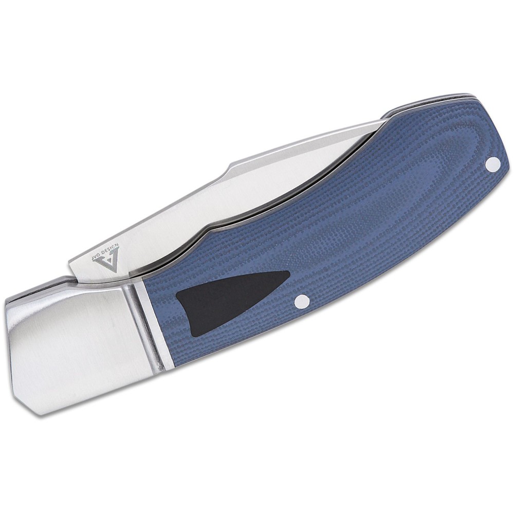 Begg Traditional Recurve Large 2.87" 14C28N Satin Recurve Harpoon Blade, Blue G10 Handle