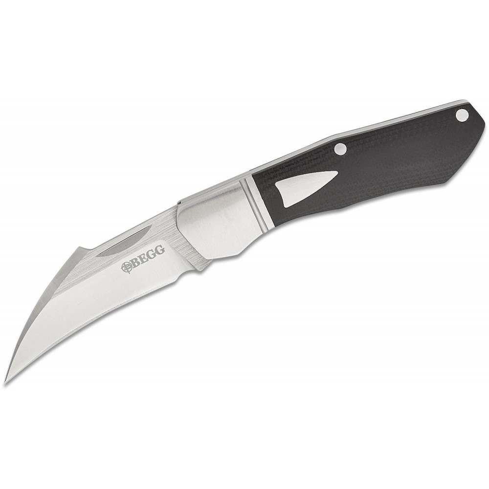 Begg Knives UK EDC Traditional Hawkbill Folding Pocket Knife - 2.375" Blade Stainless Steel Handle