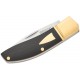 Begg Knives UK EDC Traditional Small Drop Point Folding Pocket Knife - 2.375" Blade Black G10 Handle Brass Bolsters