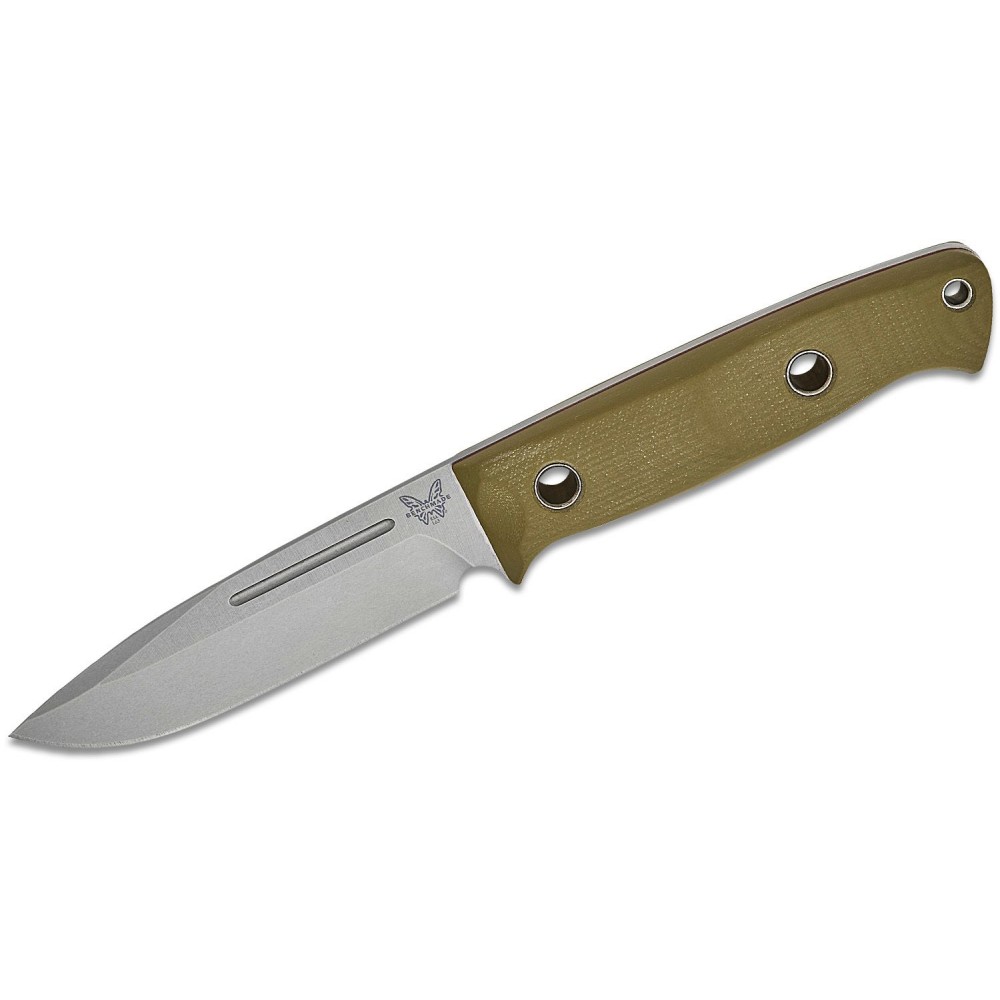 Benchmade 163-1 Bushcrafter Knife - 4.38" CPM-S30V Blade Green G10 Handle with Red Spacers