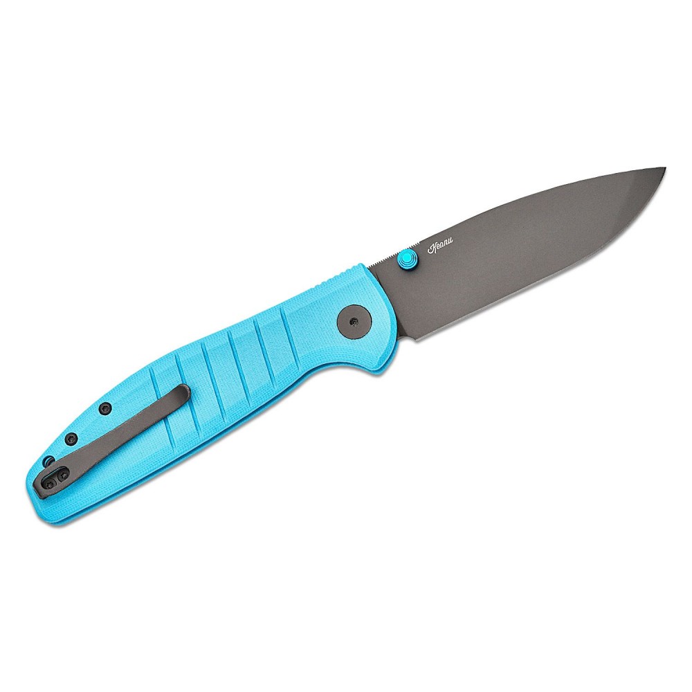 Bestech Bestechman Goodboy Folding Knife - 3.54" D2 Grey DLC Blade Light Blue G10 Handle