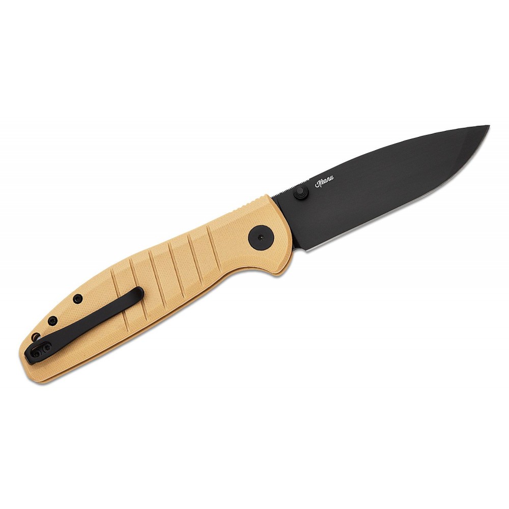 Bestech Bestechman Goodboy Folding Knife - 3.54" D2 Black DLC Blade Desert G10 Handle