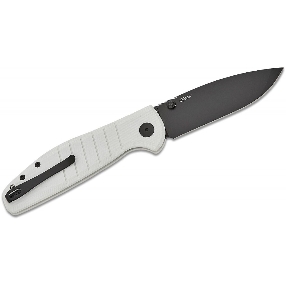 Bestech Bestechman Goodboy Folding Knife - 3.54" D2 Black DLC Blade White G10 Handle