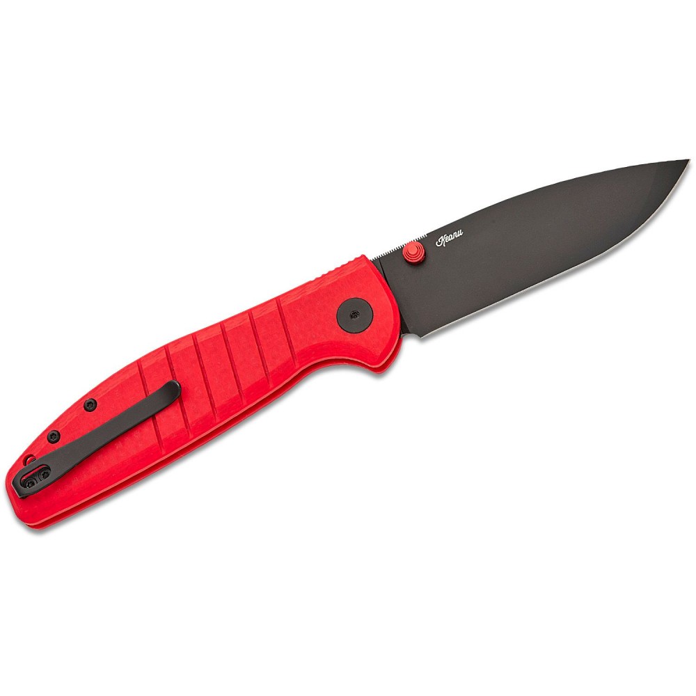 Bestech Bestechman Goodboy Folding Knife - 3.54" D2 Black DLC Blade Red G10 Handle