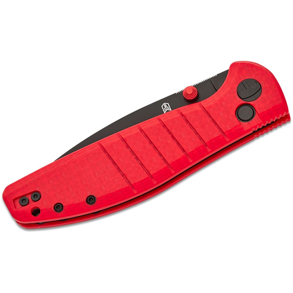 Bestech Bestechman Goodboy Folding Knife - 3.54" D2 Black DLC Blade Red G10 Handle