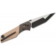 Bestech Cetus Folding Knife - 3.94" M390 Two-Tone Tanto Blade Canvas Micarta Handle Dark Bronze Titanium Bolsters