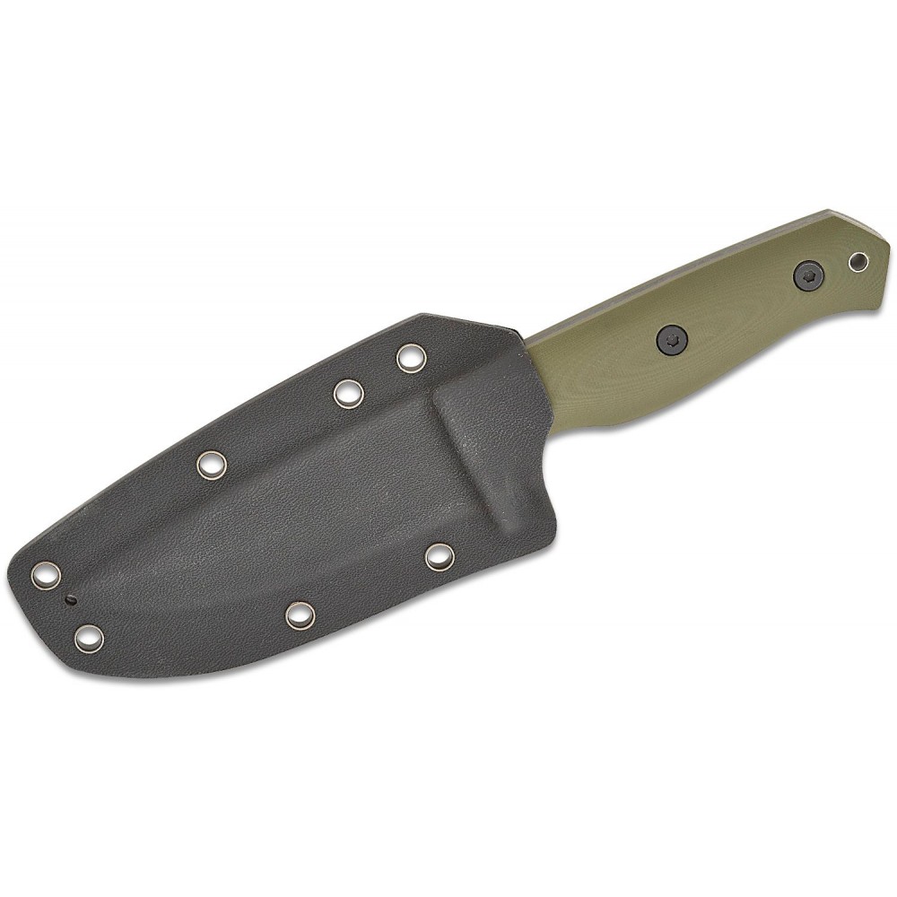 Boker Bushcraft Drop Fixed Blade Knife - 4.25" 440A Black Blade OD Green G10 Handle