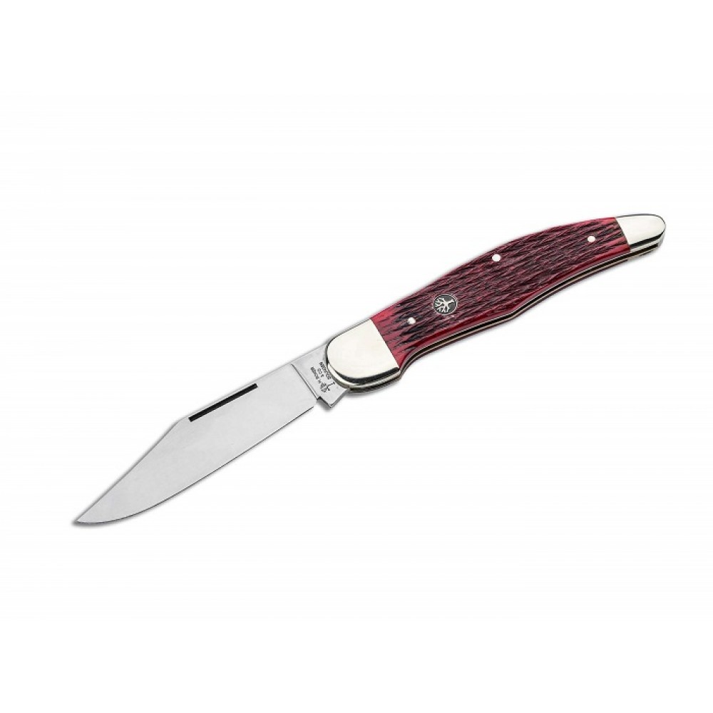 Boker Solingen 20-20 Knochen Riot Bone Red Jigged Folding Knife - 3.97" Blade