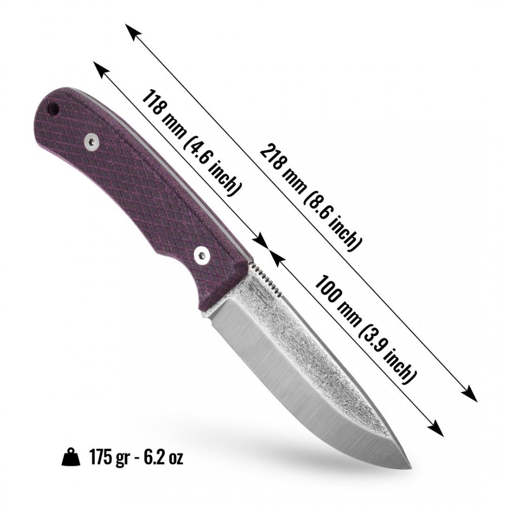 BPS Knives Beta - 3.9" D2 Blade Purple Micarta Handle