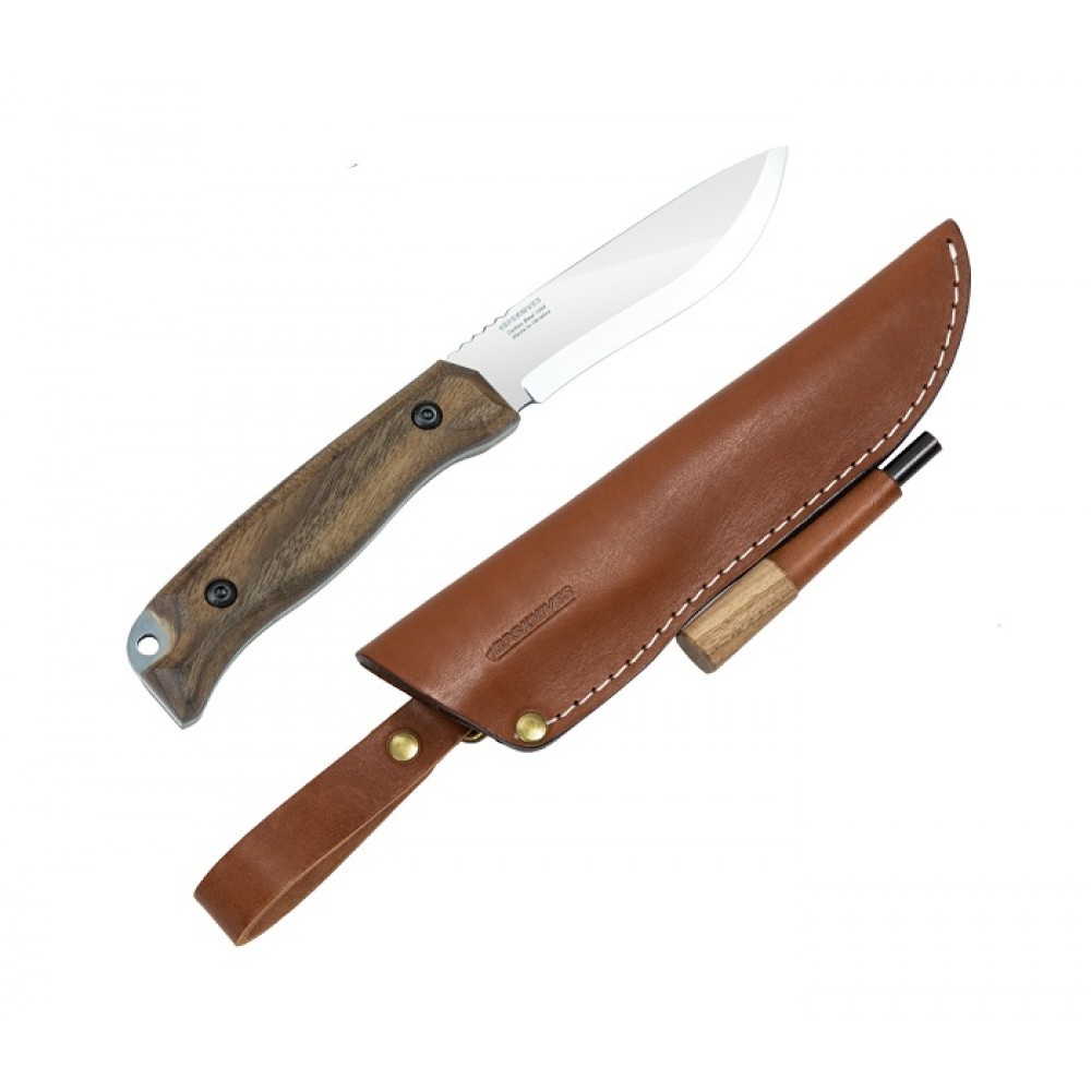 BPS Knives HK1SSHF Fixed Blade Knife - 4.33" Stainless Steel Blade Leather Sheath Firesteel