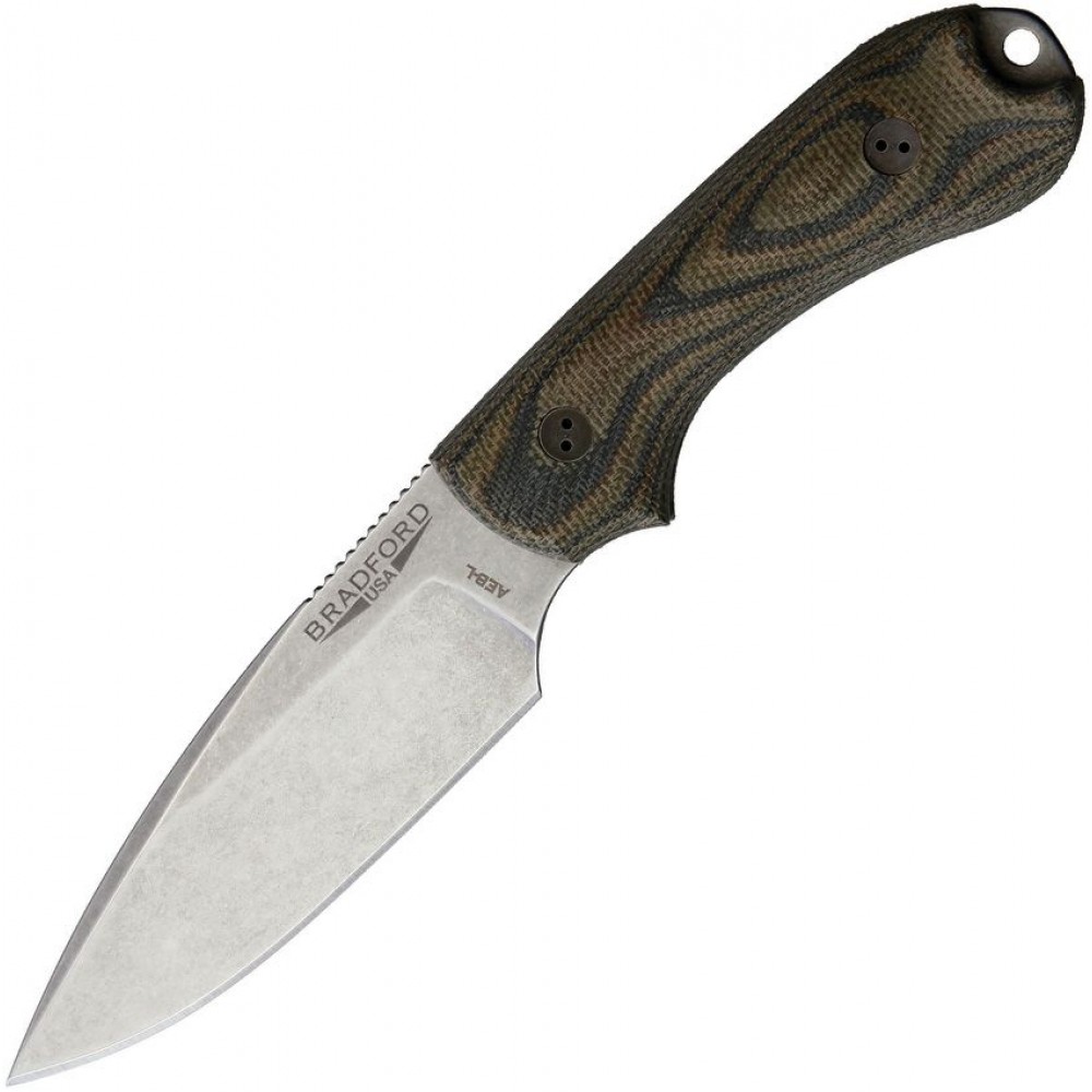 Bradford Knives Guardian 3 AEB-L 3D - 3.5" AEB-L Stainless Blade Camo Canvas Micarta Hande