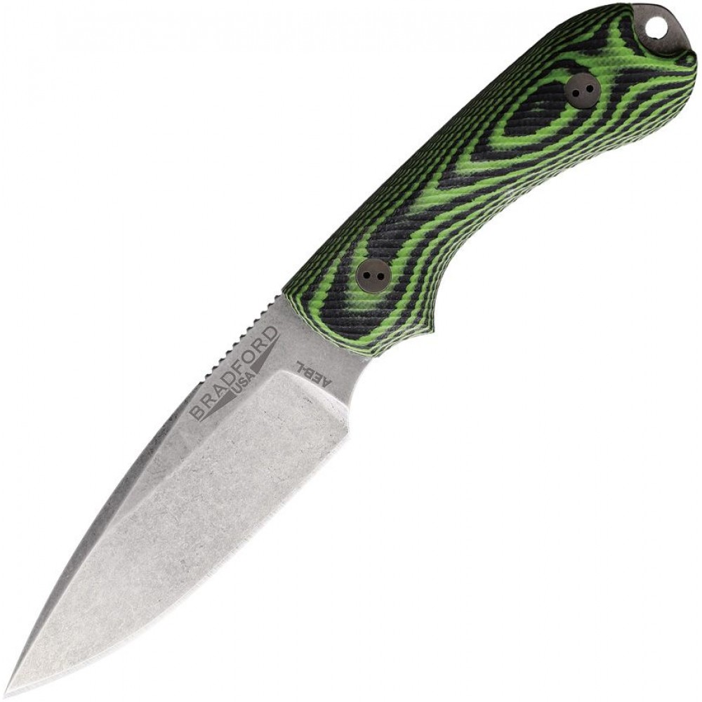 Bradford Knives Guardian 3 AEB-L 3D - 3.5" AEB-L Stainless Blade Toxic Green and Black G10 Handle