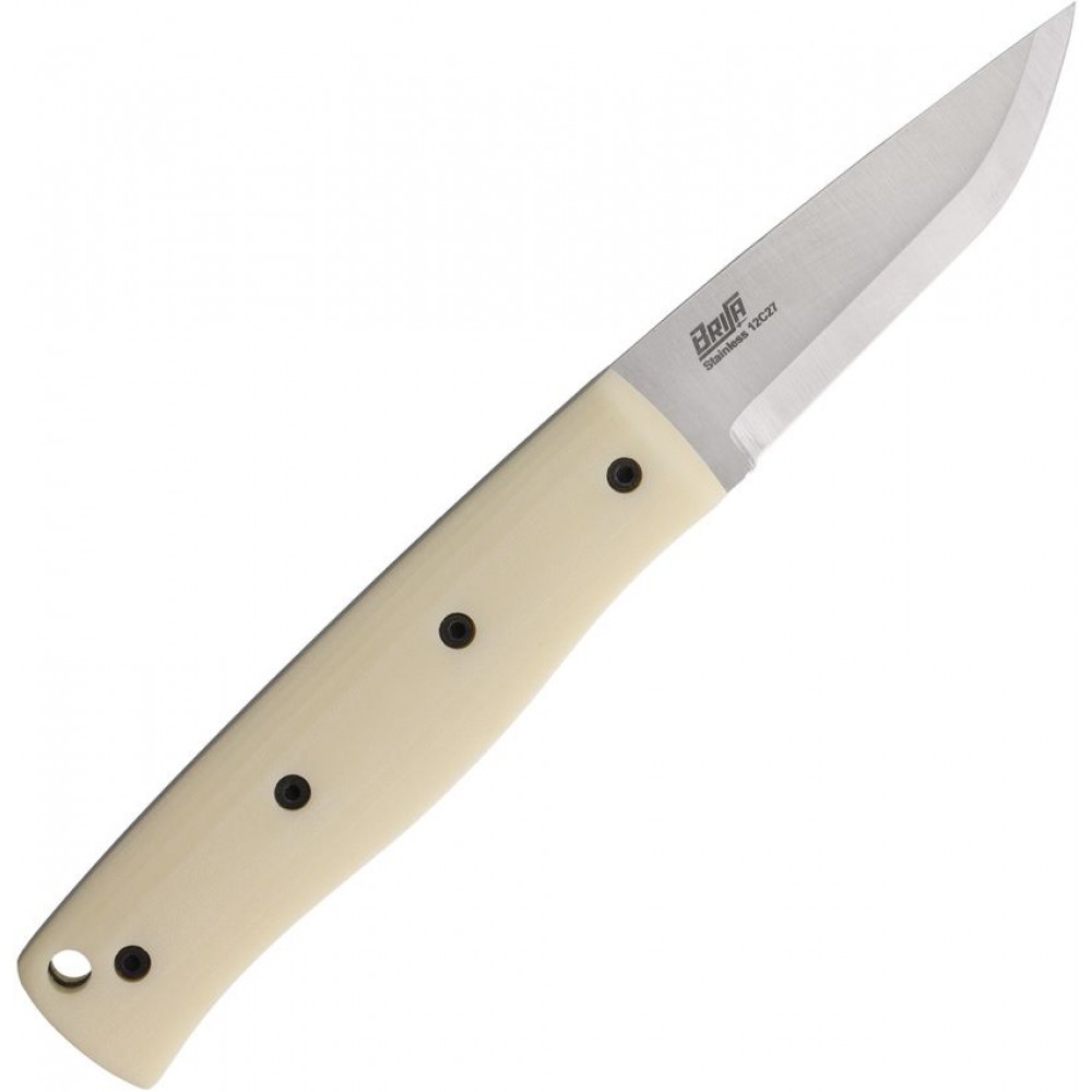 Brisa Knives PK70FX Fixed Blade Knife - 2.5" 12C27 Stainless Blade Ivory Micarta Handle