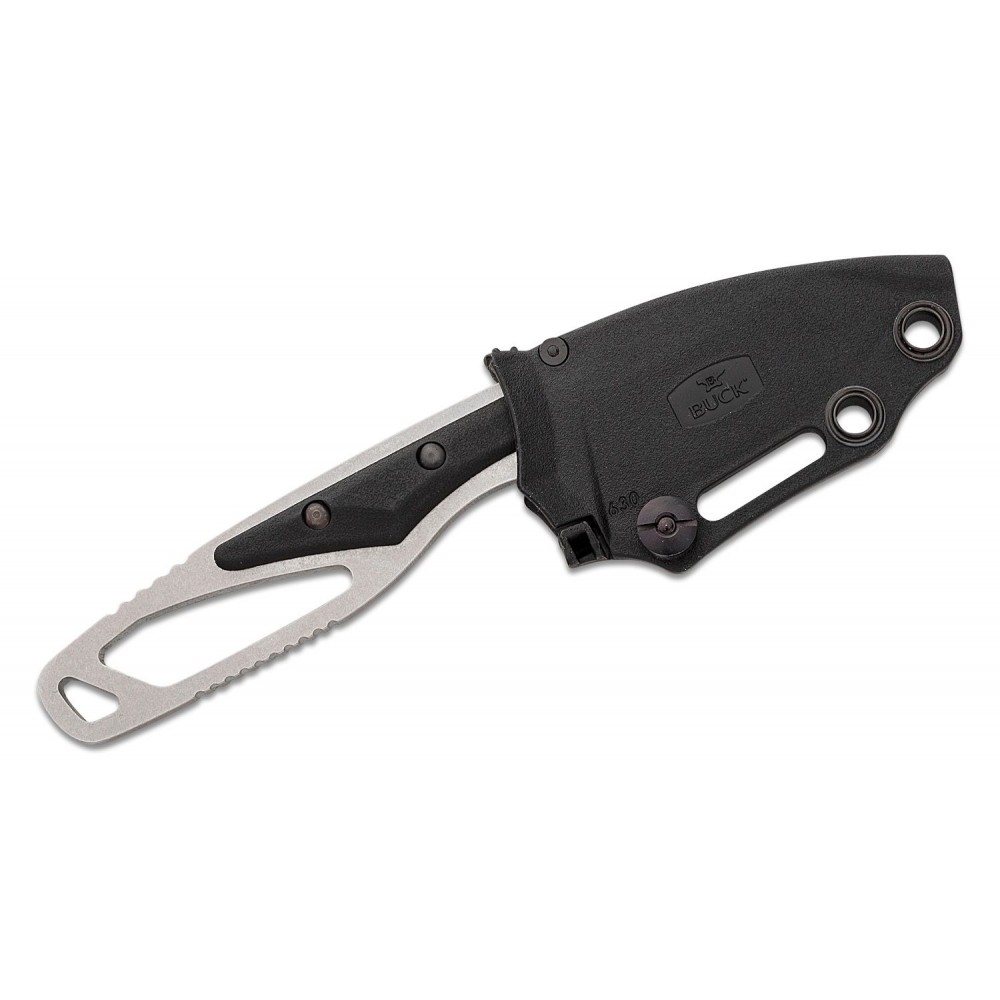 Buck PakLite Hide Select Fixed Blade - 2.75" DP Blade Skeletonized Steel Handle Black Slabs