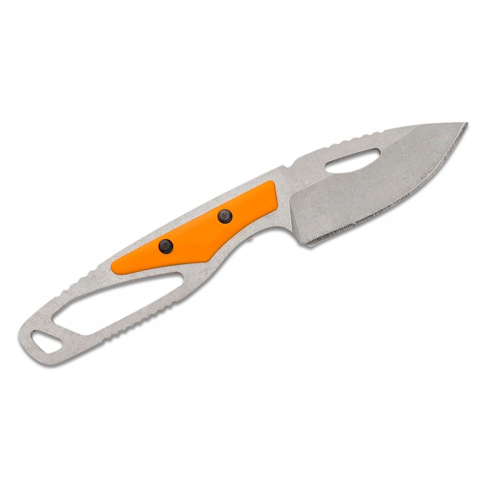 Buck PakLite Hide Select Fixed Blade - 2.75" DP Blade Skeletonized Steel Handle Orange Slabs