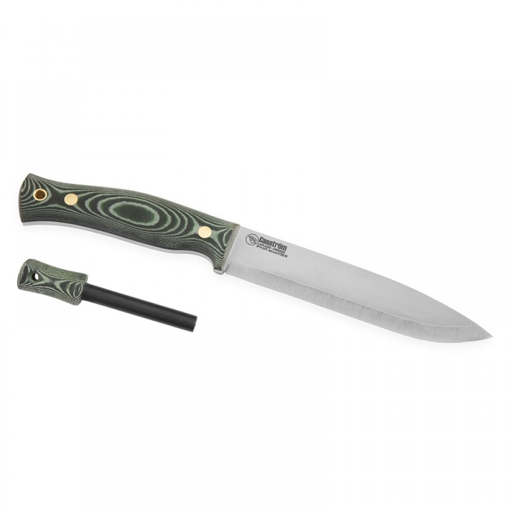 Casstrom No.14 SFK Camp Knife with Fire Steel - 5.5" A8 MOD Blade Green Micarta Handle