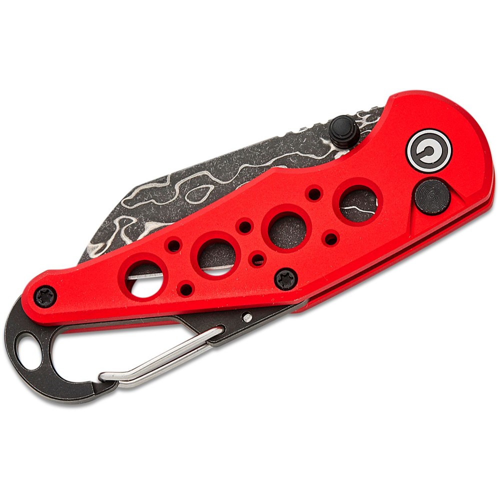 CIVIVI Pragma Folding Knife - 2.2" Damascus Wharncliffe Blade Red Milled Aluminum Handle