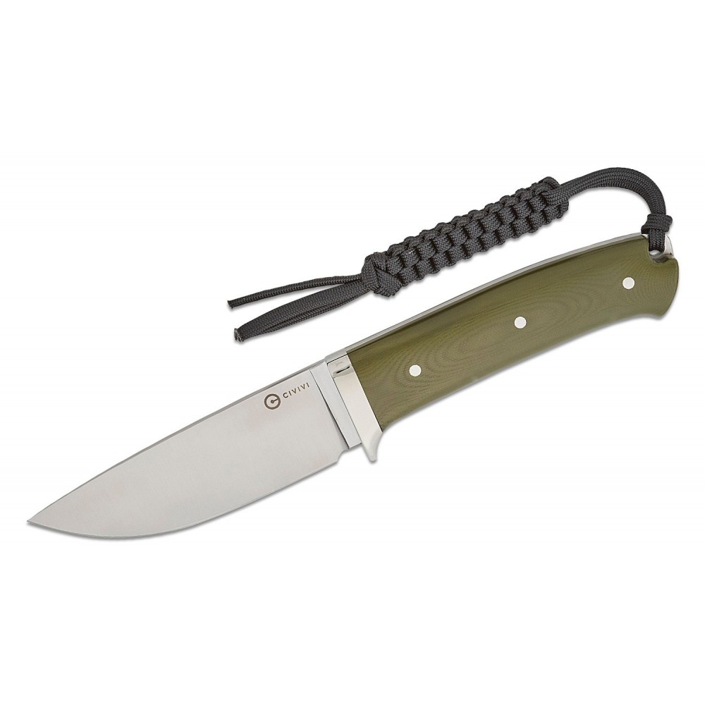 CIVIVI Cloud Peak Fixed Blade Knife - 4.6" Nitro-V Blade Contoured Green G10 Handle