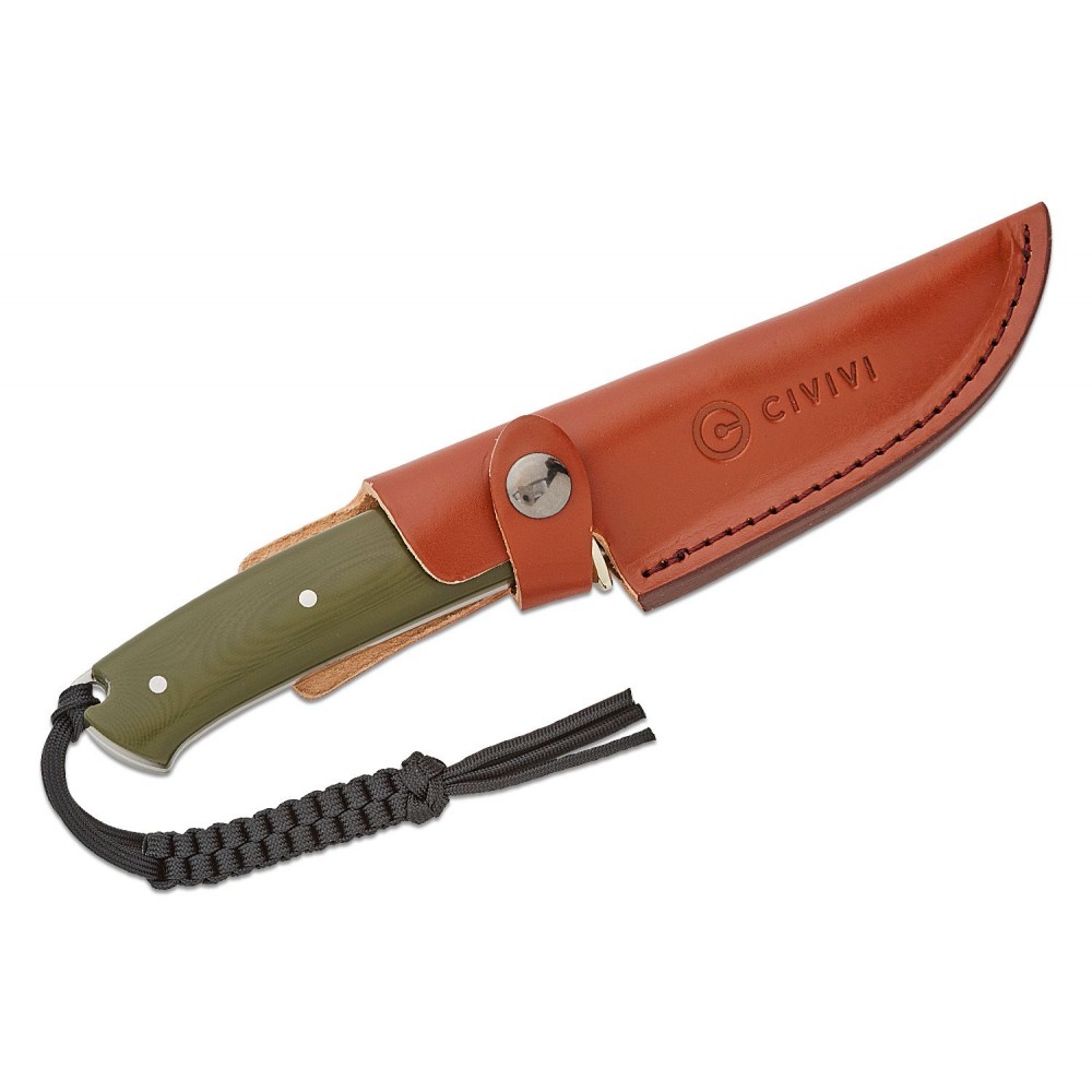 CIVIVI Cloud Peak Fixed Blade Knife - 4.6" Nitro-V Blade Contoured Green G10 Handle