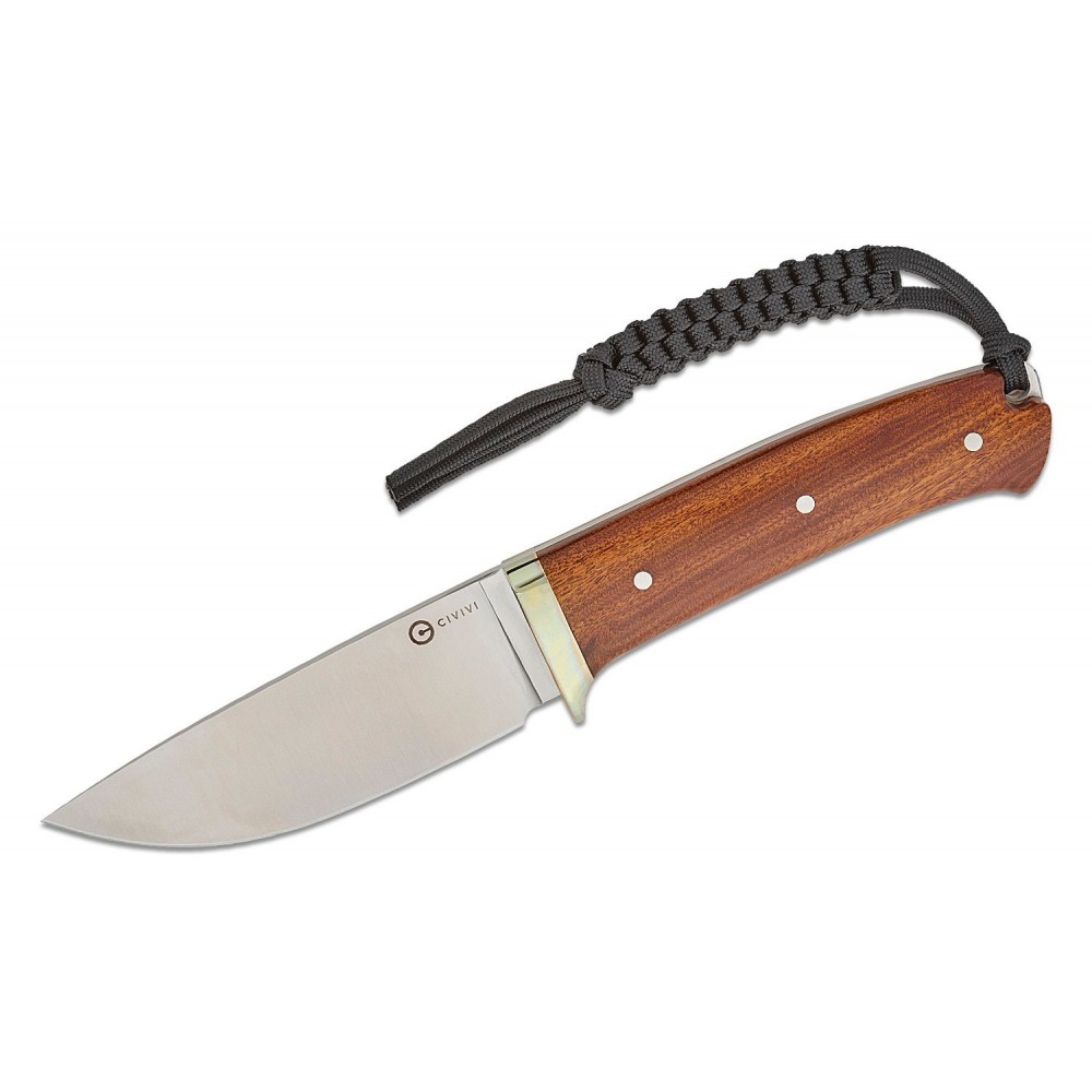 CIVIVI Cloud Peak Fixed Blade Knife - 4.6" Nitro-V Blade Contoured Guibourtia Wood Handle