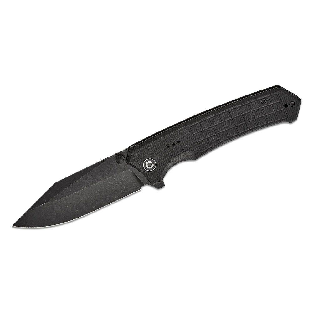 CIVIVI Tacticorix Knife - 3.7" Nitro-V Black Stonewashed Blade Milled Black G10 Handle