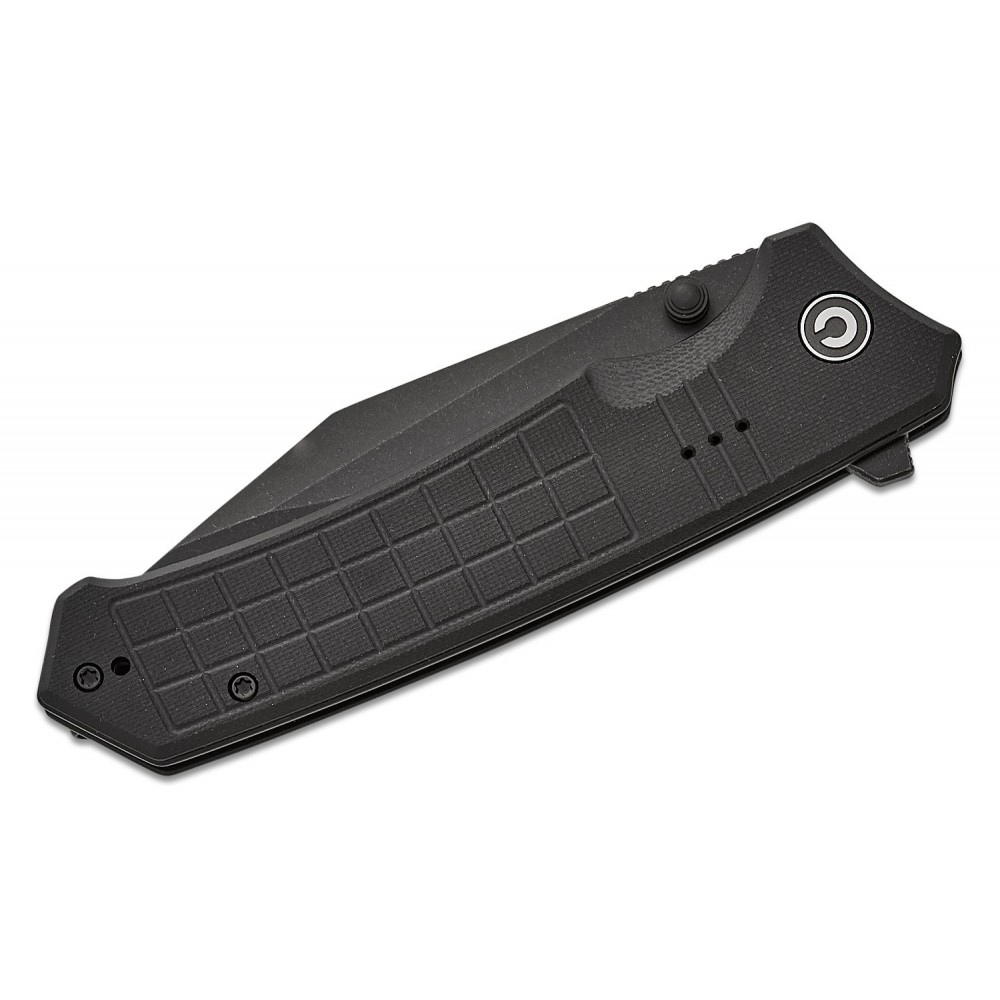 CIVIVI Tacticorix Knife - 3.7" Nitro-V Black Stonewashed Blade Milled Black G10 Handle