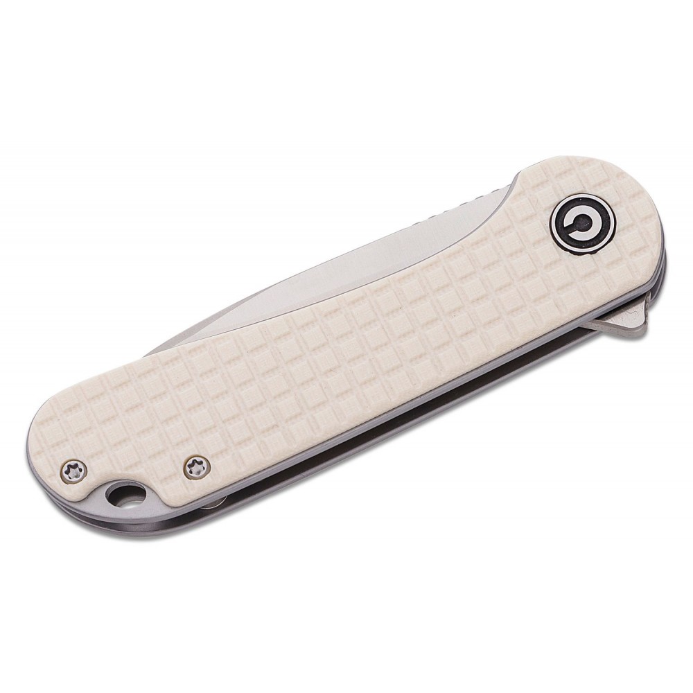 CIVIVI Elementum Knife - 2.96" D2 Satin Blade Ivory Frag G10 Handle Liner Lock