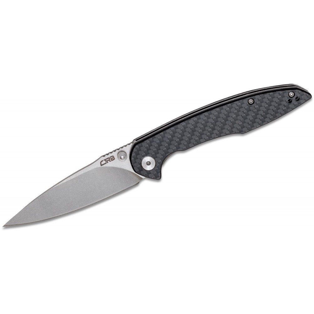 CJRB Centros Folding Knife - 3.54" D2 Stonewashed Blade Carbon Fibre Handle