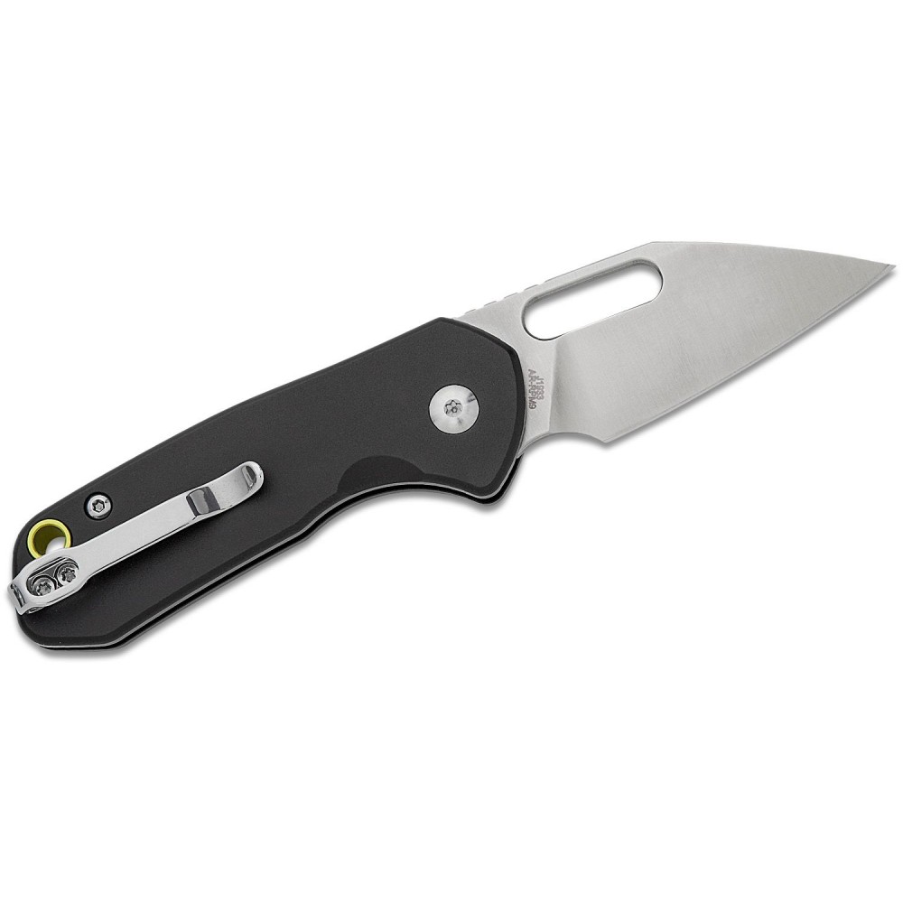 CJRB Mini Pyrite Folding Knife - 2.17" AR-RPM9 Wharncliffe Blade Black Handle Button Lock