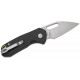 CJRB Mini Pyrite Folding Knife - 2.17" AR-RPM9 Wharncliffe Blade Black Handle Button Lock