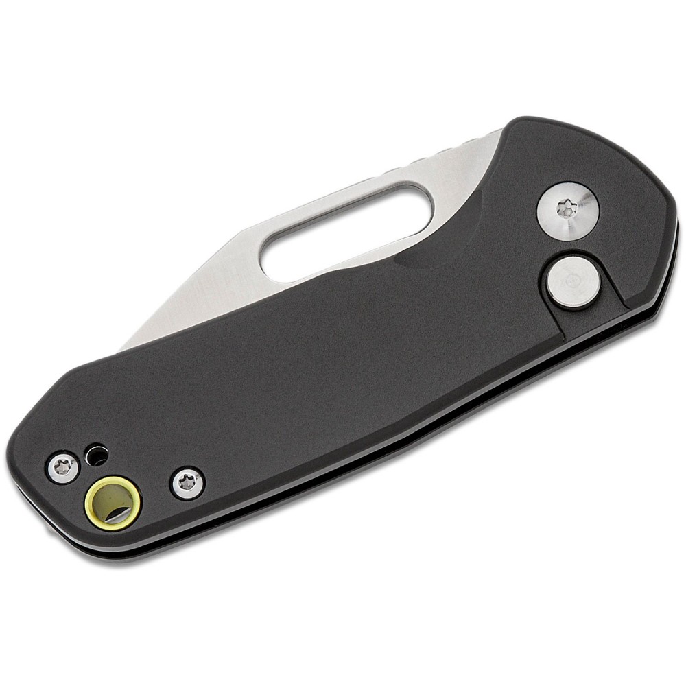 CJRB Mini Pyrite Folding Knife - 2.17" AR-RPM9 Wharncliffe Blade Black Handle Button Lock