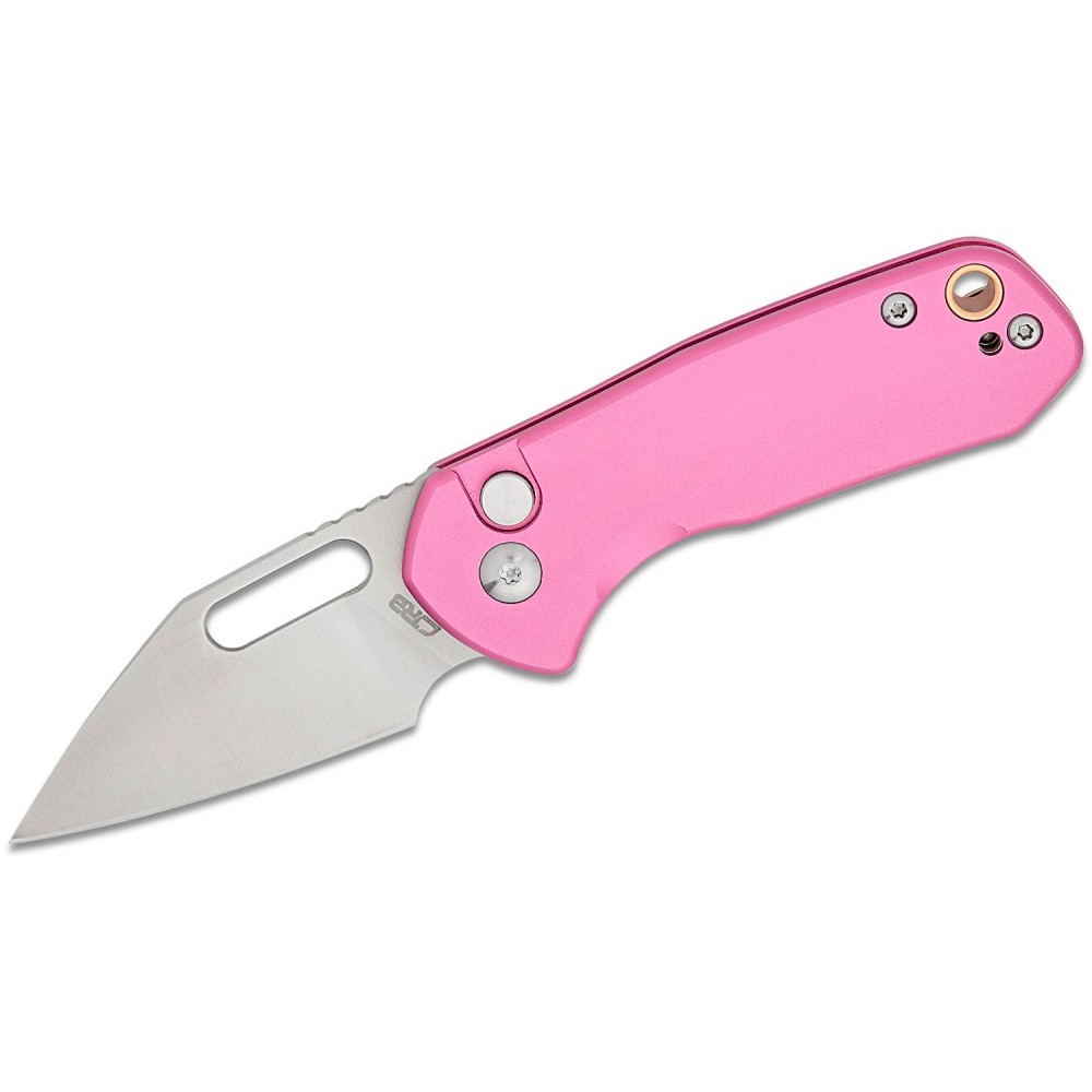 CJRB Mini Pyrite Folding Knife - 2.17" AR-RPM9 Wharncliffe Blade Pink Handle Button Lock