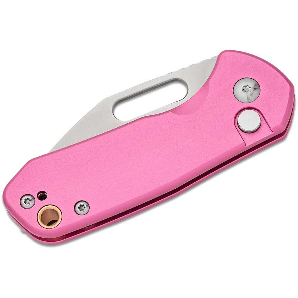 CJRB Mini Pyrite Folding Knife - 2.17" AR-RPM9 Wharncliffe Blade Pink Handle Button Lock