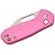 CJRB Mini Pyrite Folding Knife - 2.17" AR-RPM9 Wharncliffe Blade Pink Handle Button Lock