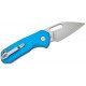 CJRB Mini Pyrite Folding Knife - 2.17" AR-RPM9 Wharncliffe Blade Blue Handle Button Lock